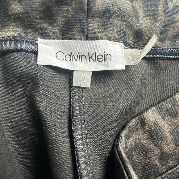 CALVIN KLEIN Leopard Print Pull-on Stretch Knit Pants 3x Plus Size Womens - Picture 8 of 8